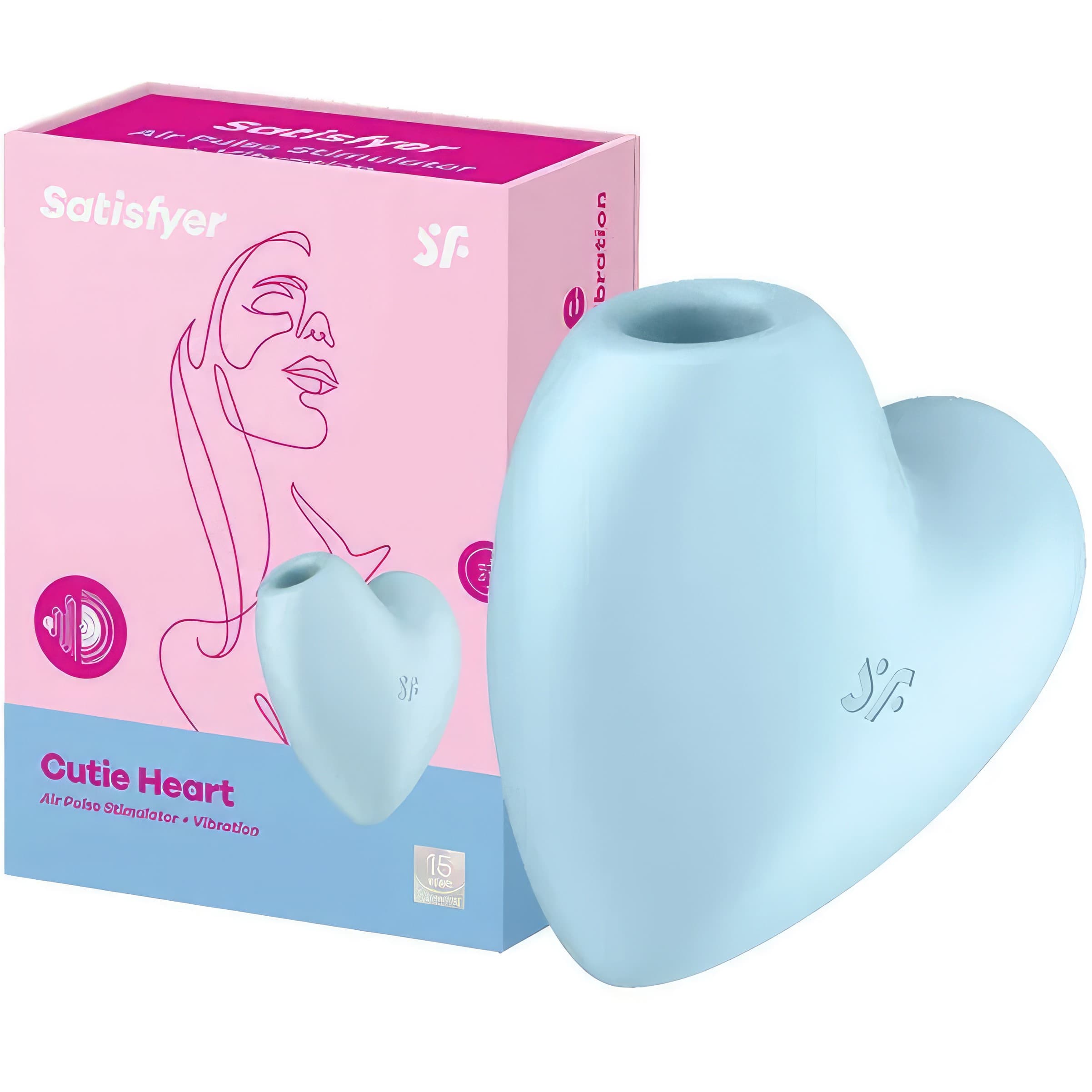 Вакуумно-волновой стимулятор с вибрацией Satisfyer Cutie Heart голубой