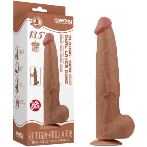 Реалистичный фаллоимитатор-мулат на присоске Lovetoy Sliding-Skin Dual Layer Dong 34 см — фото 1