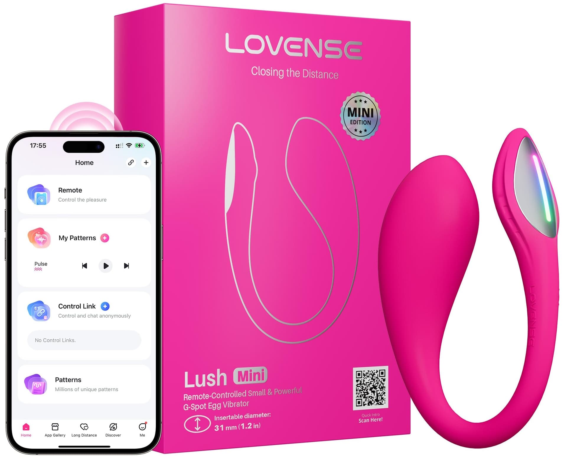 Смарт-вибростимулятор с LED-подсветкой Lovense Lush Mini